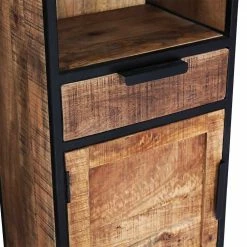 Industrial Bad Hochschrank Aus Holz - Evradon -Noricas-shop industrial bad hochschrank aus holz metall in schwarz evradon 04