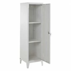 Metall Spind In Weiß Lackiert - Montpa -Noricas-shop metall spind in weiss lackiert mit tuer abschliessbar 38x137x38 montpa 02