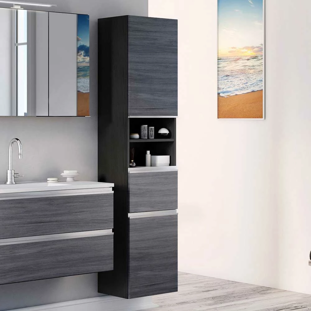 Moderner Bad Hochschrank In Eiche Grau - Nitusa 2 Moderner Bad Hochschrank In Eiche Grau - Nitusa – Bild 2