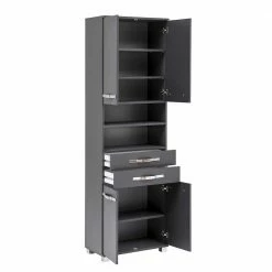 Moderner Bad Hochschrank Mit 60 Cm Breite - Ostiena -Noricas-shop moderner bad hochschrank mit 60 cm breite in anthrazit ostiena 03