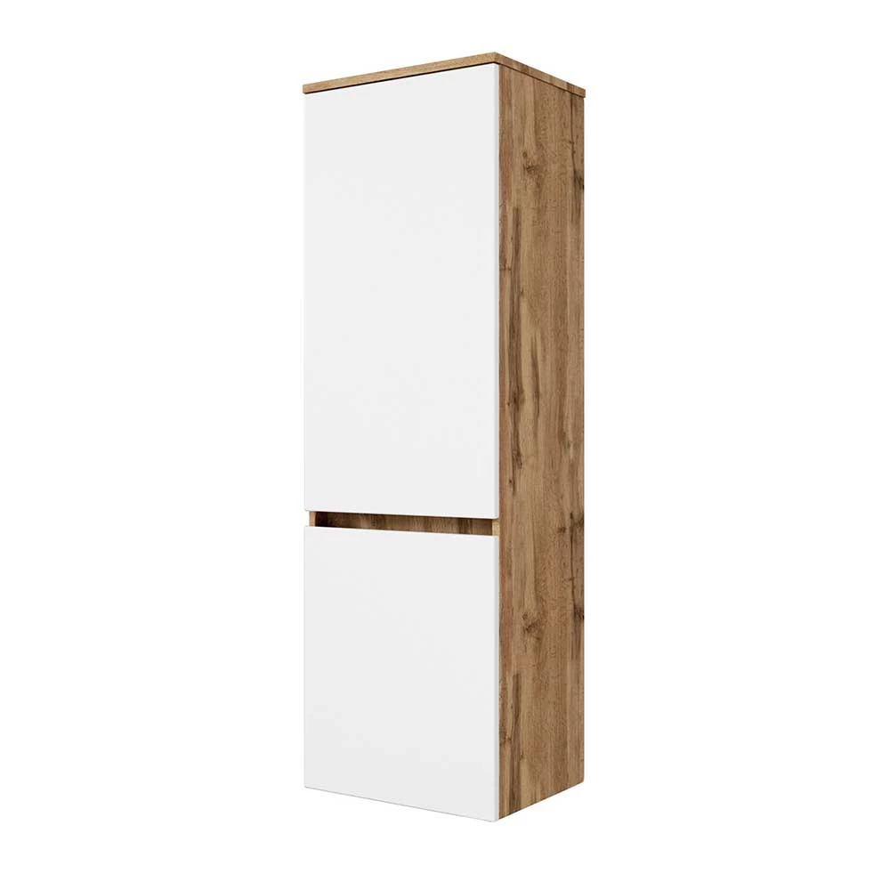 Moderner Bad-Schrank In Weiß & Dekor Wildeiche - Maklesa 2 Moderner Bad-Schrank In Weiß & Dekor Wildeiche - Maklesa – Bild 2