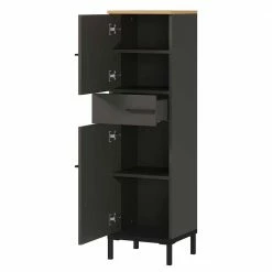 Moderner Badezimmerschrank 125 Cm Hoch - Lucrino -Noricas-shop moderner badezimmerschrank 125 cm hoch in dunkelgrau mit eiche dekor lucrino 02