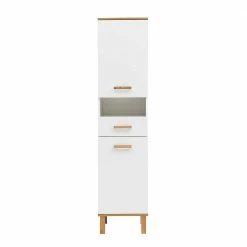 Skandi Bad Hochschrank In Weiß Glanz - Utiona 9 Skandi Bad Hochschrank In Weiß Glanz - Utiona -Noricas-shop skandi bad hochschrank in weiss glanz und eiche touchwood utiona 03