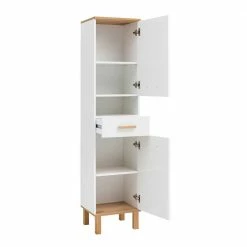Skandi Bad Hochschrank In Weiß Glanz - Utiona 10 Skandi Bad Hochschrank In Weiß Glanz - Utiona -Noricas-shop skandi bad hochschrank in weiss glanz und eiche touchwood utiona 04