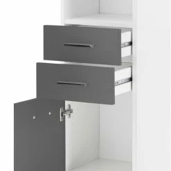Stauraum Badschrank In Weiß Grau - Mirista -Noricas-shop stauraum badschrank in weiss grau 31x194x33 cm made in germany mirista 05