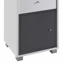 Stauraum Badschrank In Weiß & Grau - Abienna -Noricas-shop stauraum badschrank in weiss grau 40 cm breit 124 cm hoch abienna 02