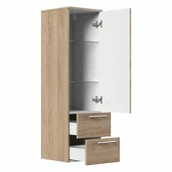 Stauraum Schrank Bunai Für Badezimmer 40x135cm 6 Stauraum Schrank Bunai Für Badezimmer 40x135cm -Noricas-shop stauraum schrank badezimmer 40x135cm eiche hell dekor bunai 02