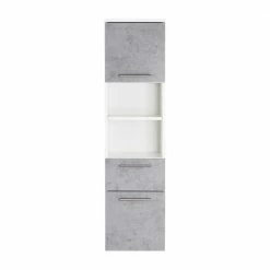 Wand Badschrank In Hellem Beton Grau Dekor - Rinessa II -Noricas-shop wand badschrank in hellem beton grau dekor weiss 35x135x37 rinessa ii 02
