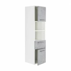 Wand Badschrank In Hellem Beton Grau Dekor - Rinessa II -Noricas-shop wand badschrank in hellem beton grau dekor weiss 35x135x37 rinessa ii 03