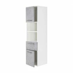 Wand Badschrank In Hellem Beton Grau Dekor - Rinessa II -Noricas-shop wand badschrank in hellem beton grau dekor weiss 35x135x37 rinessa ii 04