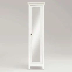 Weiß Lasierter Hochschrank Fürs Bad Mit Spiegel - Lousias