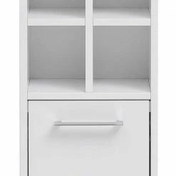 Weißer Bad Hängeschrank 31x116x22 Cm - Ulviza -Noricas-shop weisser bad haengeschrank 31x116x22 cm mit tuer 6 faechern ulviza 03