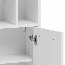 Weißer Bad Hängeschrank 31x116x22 Cm - Ulviza -Noricas-shop weisser bad haengeschrank 31x116x22 cm mit tuer 6 faechern ulviza 04