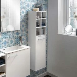 Weißer Bad Hängeschrank 31x116x22 Cm - Ulviza -Noricas-shop weisser bad haengeschrank 31x116x22 cm mit tuer 6 faechern ulviza 05