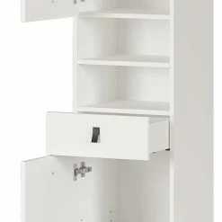 Weißer Badezimmer-Hochschrank Mit Metallgriffen - Sudessa -Noricas-shop weisser badezimmer hochschrank mit metallgriffen made in germany sudessa 03