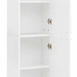 Weißer Badezimmer-Hochschrank Mit Zwei Türen - Taipunas -Noricas-shop weisser badezimmer hochschrank mit zwei tueren 37x198x20 cm taipunas 05