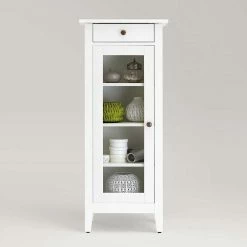 Weißer Badschrank Aus Holz Mit Glas Tür - Lousias