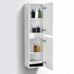 Weißer Hängeschrank Fürs Bad In Hochglanz - Fivios 8 Weißer Hängeschrank Fürs Bad In Hochglanz - Fivios -Noricas-shop weisser haengeschrank fuers bad in hochglanz 2 tuerig 40x150x30 fivios 02