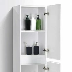 Weißer Hängeschrank Fürs Bad In Hochglanz - Fivios 9 Weißer Hängeschrank Fürs Bad In Hochglanz - Fivios -Noricas-shop weisser haengeschrank fuers bad in hochglanz 2 tuerig 40x150x30 fivios 03