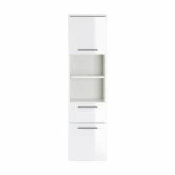 Weißer Hochglanz Badschrank Für Die Wand - Sondava I 8 Weißer Hochglanz Badschrank Für Die Wand - Sondava I -Noricas-shop weisser hochglanz badschrank fuer die wand mit tueren schubladen faechern sondava i 02