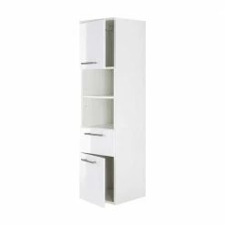 Weißer Hochglanz Badschrank Für Die Wand - Sondava I 10 Weißer Hochglanz Badschrank Für Die Wand - Sondava I -Noricas-shop weisser hochglanz badschrank fuer die wand mit tueren schubladen faechern sondava i 04