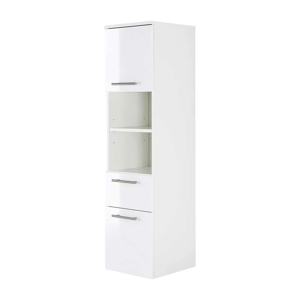 Weißer Hochglanz Badschrank Für Die Wand - Sondava I 1 Weißer Hochglanz Badschrank Für Die Wand - Sondava I